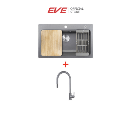 อ่างล้างจานหินแกรนิต EVE ANDES 760/480 GREY แถม AZTAC II GREY _7